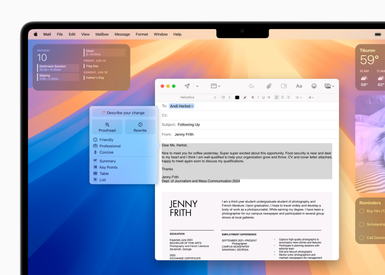 Writing Tools — one of the few genuinely usable Apple Intelligence features, and even then, just okay.