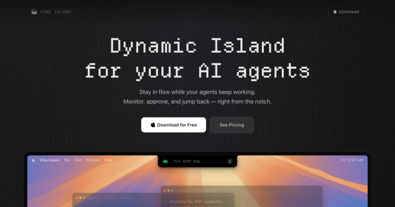 Vibe Island: the MacBook notch as a real-time AI-agent control panel.